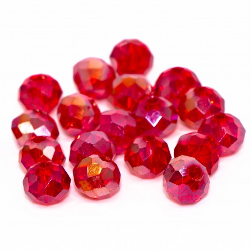 Бусины рондели 6*4мм, красный прозрачный